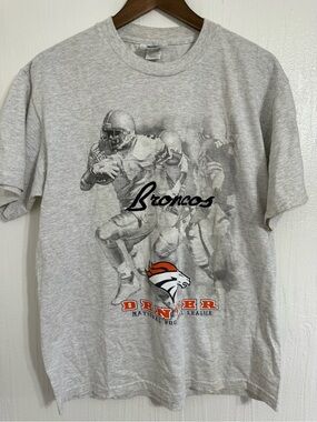 Vtg Denver Broncos CSA 1998 NFLP Embroidered T Shirt Grey Size Large